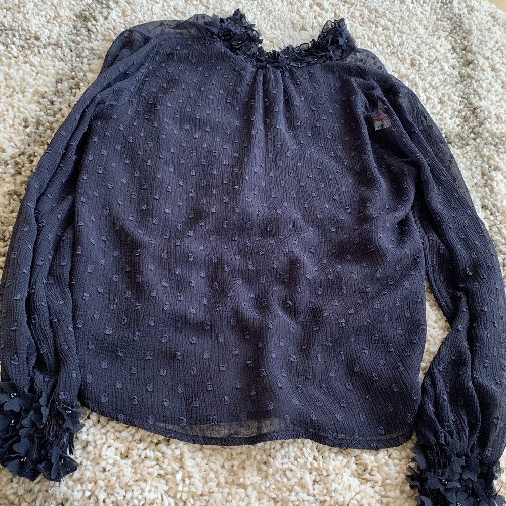 Zara Sheer Blouse NWOT Navy